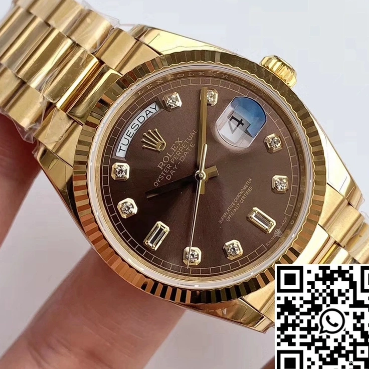 Yellow Gold EW Gray M128238-0022 Dial Day-Date Rolex Factory 0517